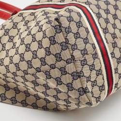 Pre Owned Gucci Beige/Red GG Canvas and Leather Jolicoeur Tote