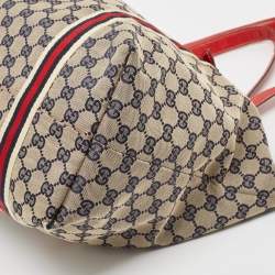 Pre Owned Gucci Beige/Red GG Canvas and Leather Jolicoeur Tote