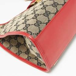 Pre Owned Gucci Red/Blue GG Canvas and Leather Jackie Bardot Bag