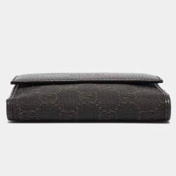 Gucci Dark Brown GG Canvas and Leather Flap French Wallet