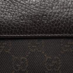 Gucci Dark Brown GG Canvas and Leather Flap French Wallet