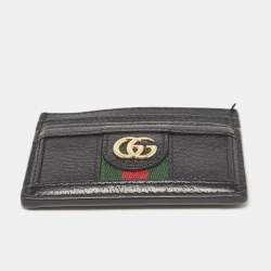 Gucci Black Leather Ophidia Web Card Holder