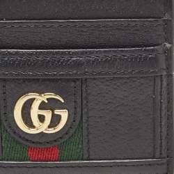Gucci Black Leather Ophidia Web Card Holder