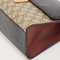 مملوكة مسبقًا Gucci Tricolor GG Supreme Canvas and Leather Medium Padlock Shoulder Bag