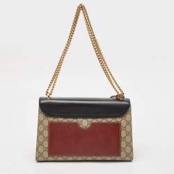 مملوكة مسبقًا Gucci Tricolor GG Supreme Canvas and Leather Medium Padlock Shoulder Bag