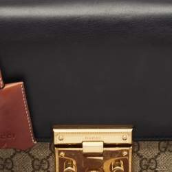 مملوكة مسبقًا Gucci Tricolor GG Supreme Canvas and Leather Medium Padlock Shoulder Bag