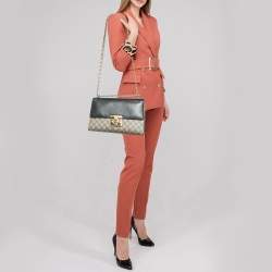 مملوكة مسبقًا Gucci Tricolor GG Supreme Canvas and Leather Medium Padlock Shoulder Bag