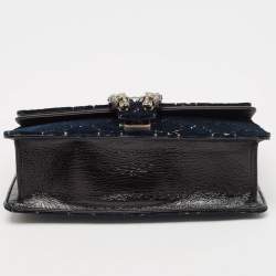 Pre Owned Gucci Dark Blue/Black GG Velvet Small Rectangular Dionysus Shoulder Bag