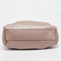 Pre Owned Gucci Metallic Pink Guccissima Leather Medium Sukey Tote