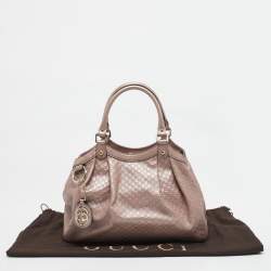 Pre Owned Gucci Metallic Pink Guccissima Leather Medium Sukey Tote