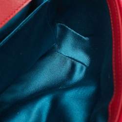 Pre Owned Gucci Red Matelassé Velvet Mini GG Marmont Shoulder Bag