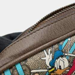 Pre Owned Gucci Disney Gg Supreme Shoulder Bag Donald Duck Beige/Brown Pvc Leather
