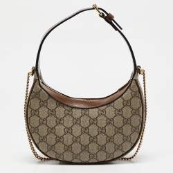 Pre Owned Gucci Beige/Ebony GG Supreme Canvas Mini Ophidia Shoulder Bag