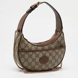 Pre Owned Gucci Beige/Ebony GG Supreme Canvas Mini Ophidia Shoulder Bag