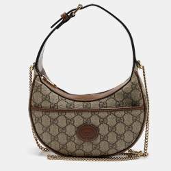 Pre Owned Gucci Beige/Ebony GG Supreme Canvas Mini Ophidia Shoulder Bag