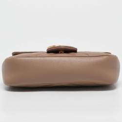 Pre Owned Gucci Beige Matelassé Leather Super Mini GG Marmont Shoulder Bag