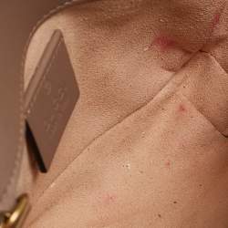 Pre Owned Gucci Beige Matelassé Leather Super Mini GG Marmont Shoulder Bag