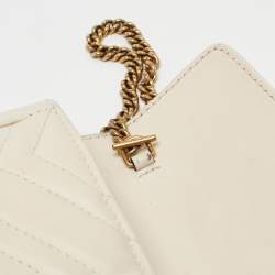 مملوكة مسبقًا Gucci Off White Matelassé Leather GG Marmont Super Mini Shoulder Bag
