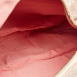 Pre Owned Gucci Pink/Off White GG Canvas Medium Horsebit Hobo