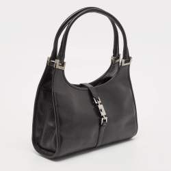 Pre Owned Gucci Black Leather Jackie Bardot Bag