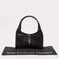 Pre Owned Gucci Black Leather Jackie Bardot Bag
