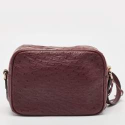 Gucci Burgundy Ostrich Leather Soho Disco Camera Crossbody Bag