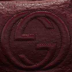 Gucci Burgundy Ostrich Leather Soho Disco Camera Crossbody Bag