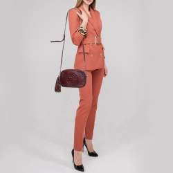 Gucci Burgundy Ostrich Leather Soho Disco Camera Crossbody Bag