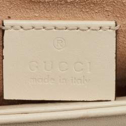 Pre Owned Gucci Off-White Matelassé Leather Mini GG Marmont Top Handle Bag