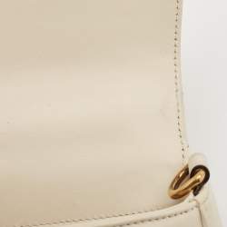 Pre Owned Gucci Off-White Matelassé Leather Mini GG Marmont Top Handle Bag