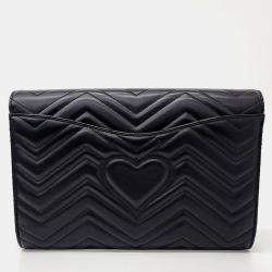 Gucci Black Leather  Marmont Matelasse Clutch