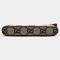Gucci Beige Blue Fabric Jumbo GG Messenger Bag