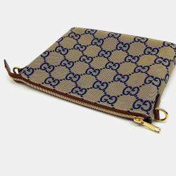 Gucci Beige Blue Fabric Jumbo GG Messenger Bag