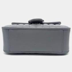 Pre Owned Gucci Grey Leather GG Marmont Mini Top Handle Bag
