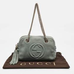 Pre Owned Gucci Mint Green Leather Medium Soho Tassel Chain Shoulder Bag