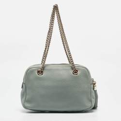 Pre Owned Gucci Mint Green Leather Medium Soho Tassel Chain Shoulder Bag
