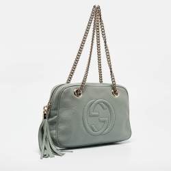 Pre Owned Gucci Mint Green Leather Medium Soho Tassel Chain Shoulder Bag