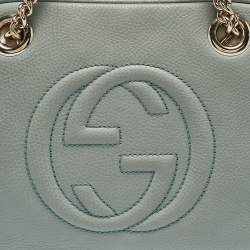 Pre Owned Gucci Mint Green Leather Medium Soho Tassel Chain Shoulder Bag