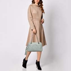 Pre Owned Gucci Mint Green Leather Medium Soho Tassel Chain Shoulder Bag