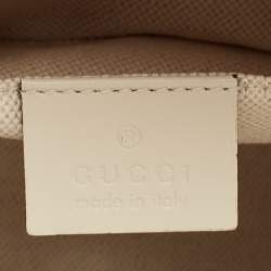 Pre Owned Gucci White Leather Mini Horsebit 1955 Top Handle Bag