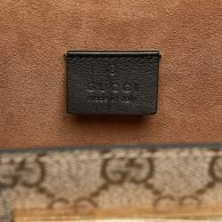 Pre Owned Gucci Beige/Black GG Supreme Canvas Small Bamboo Padlock Top Handle Bag