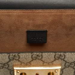 Pre Owned Gucci Beige/Black GG Supreme Canvas Small Bamboo Padlock Top Handle Bag