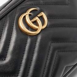 مملوكة مسبقًا Gucci Black Matelasse Leather Mini GG Marmont Shoulder Bag