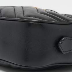 مملوكة مسبقًا Gucci Black Matelasse Leather Mini GG Marmont Shoulder Bag