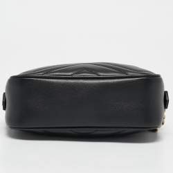 مملوكة مسبقًا Gucci Black Matelasse Leather Mini GG Marmont Shoulder Bag