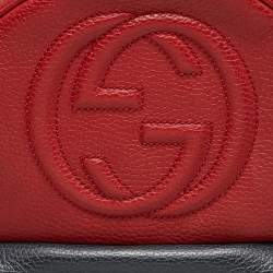Pre Owned Gucci Red/Navy Blue Leather Soho Chain Backpack