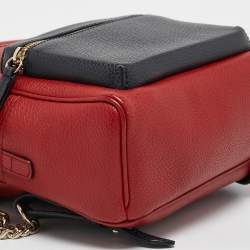 Pre Owned Gucci Red/Navy Blue Leather Soho Chain Backpack