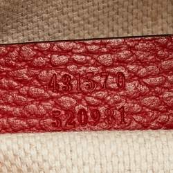 Pre Owned Gucci Red/Navy Blue Leather Soho Chain Backpack