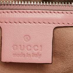 Pre Owned Gucci Pink Matelassé Leather Medium GG Marmont Shoulder Bag