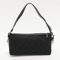 Pre Owned Gucci Black GG Canvas Pochette Bag